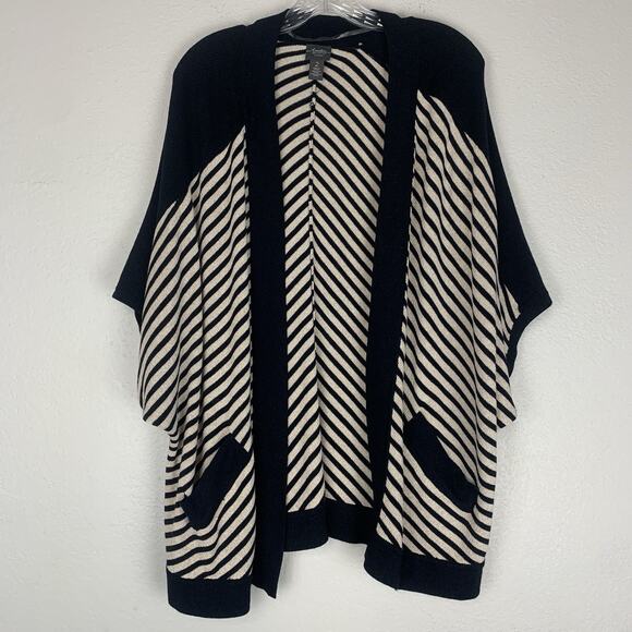 Chico's Travelers Sweater Women 2 Medium Cardigan Knit Jacket Striped Open Front - Picture 1 of 8